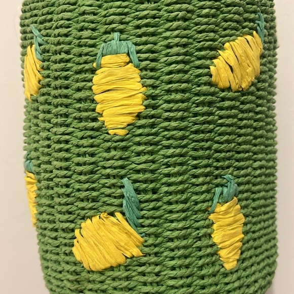 Anthropologie By Anthropologie Raffia Straw Lemon Fruit Bucket Bag Green NWT - Picture 5 of 12